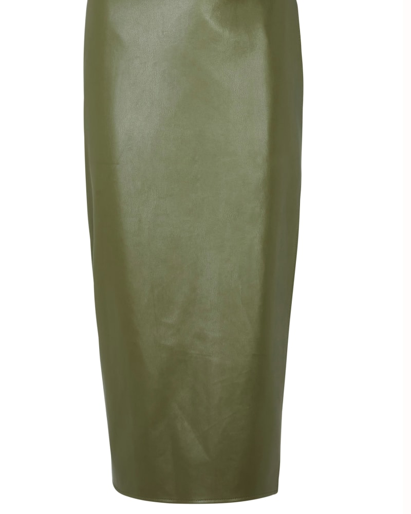 Khaki Vegan Leather Jaspre Skirt Olive Green